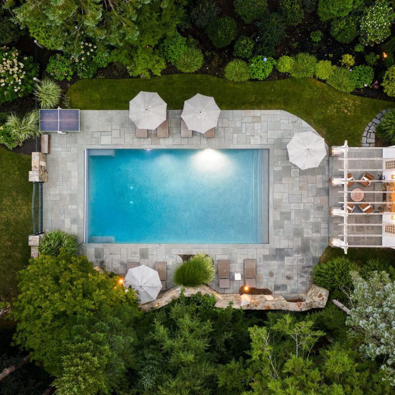 Aerial Real Estate Photo of a Pool and Backyard