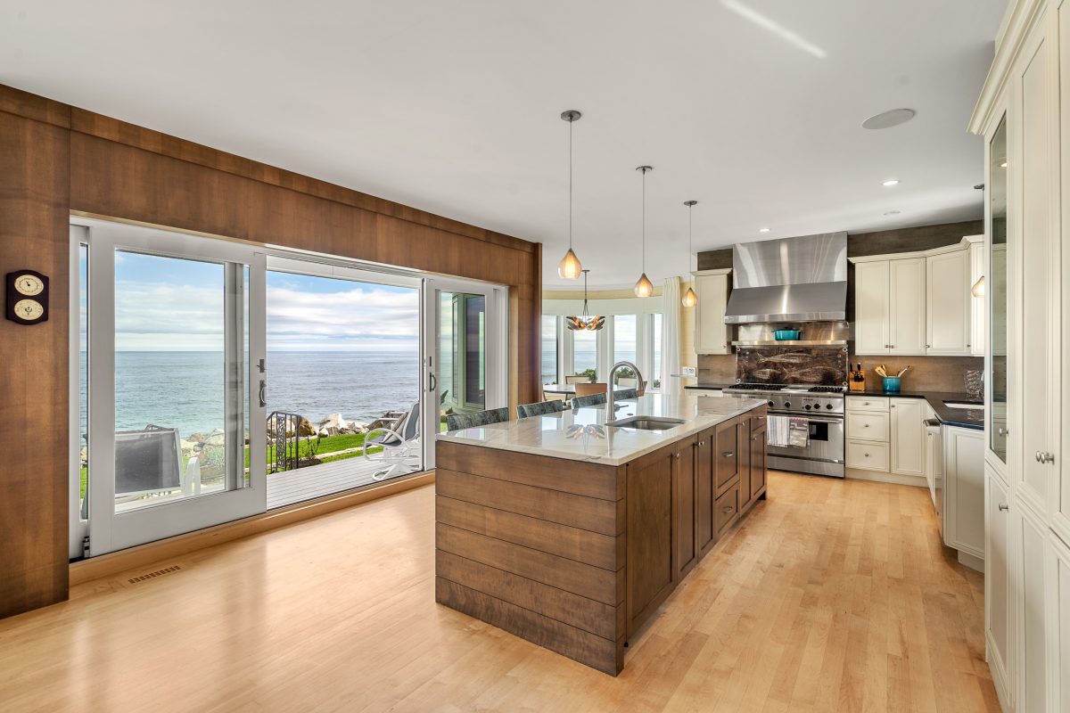 Airbnb rental kitchen with ocean views