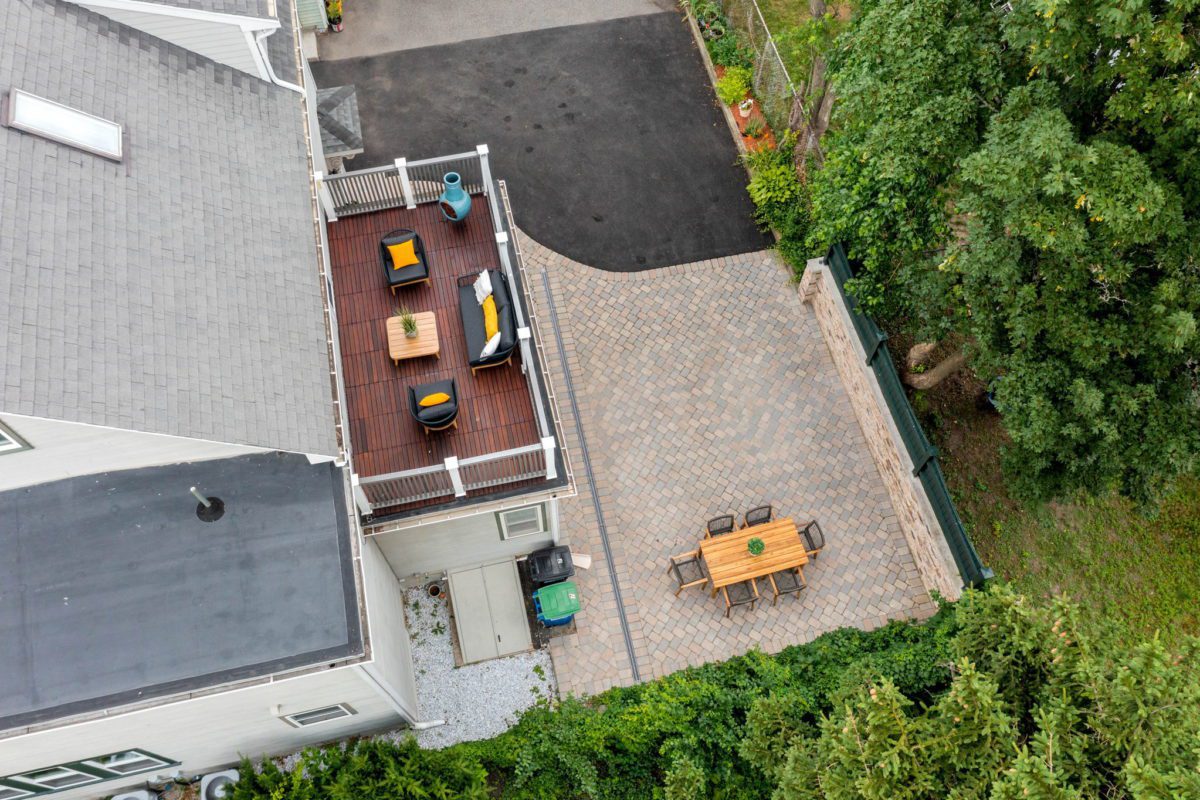Birds eye aerial photography view of a real estate listing in Somerville